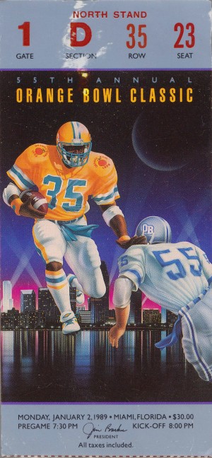 1989 Orange Bowl Ticket Wall Art